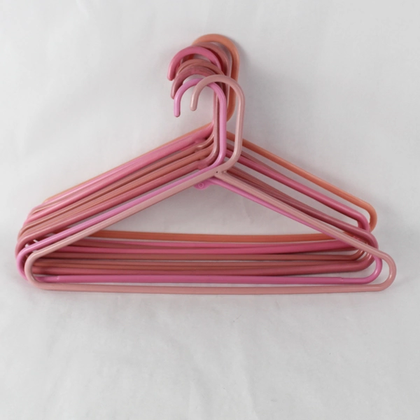 Lot of 10 Shades of Pink Plastic Tubular Coat Hangers for Closet Storage
