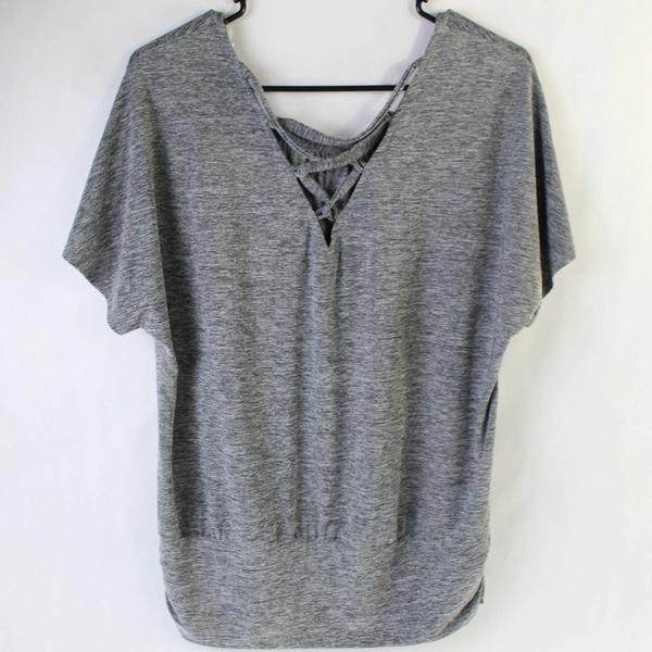 AB Studio Heather Gray Corset-Back T-shirt Women's Size Medium
