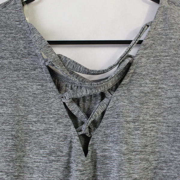 AB Studio Heather Gray Corset-Back T-shirt Women's Size Medium
