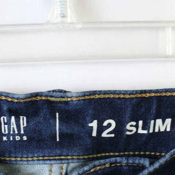 Gap Kids Dark Wash Blue Jeans Adjustable Waistband Straps Size 12 Slim