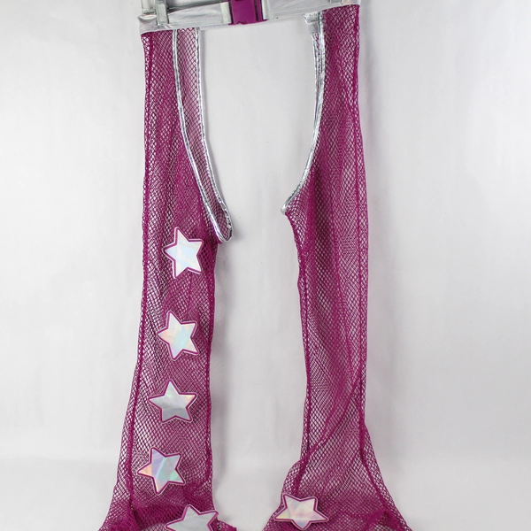 Spirit Halloween Mesh Purple Rockstar Costume Pants Women's Medium