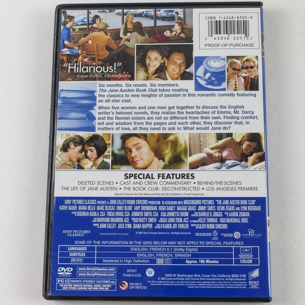 The Jane Austen Book Club DVD 2008 Emily Blunt