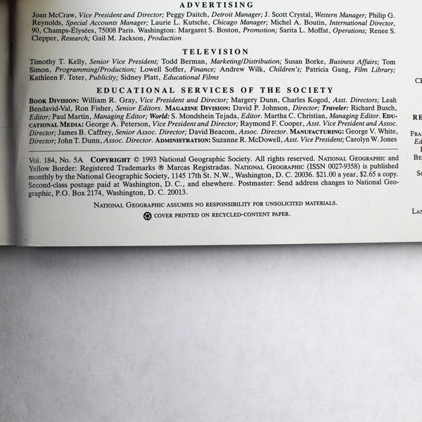 Vintage National Geographic Magazine Special Edition Water 1993