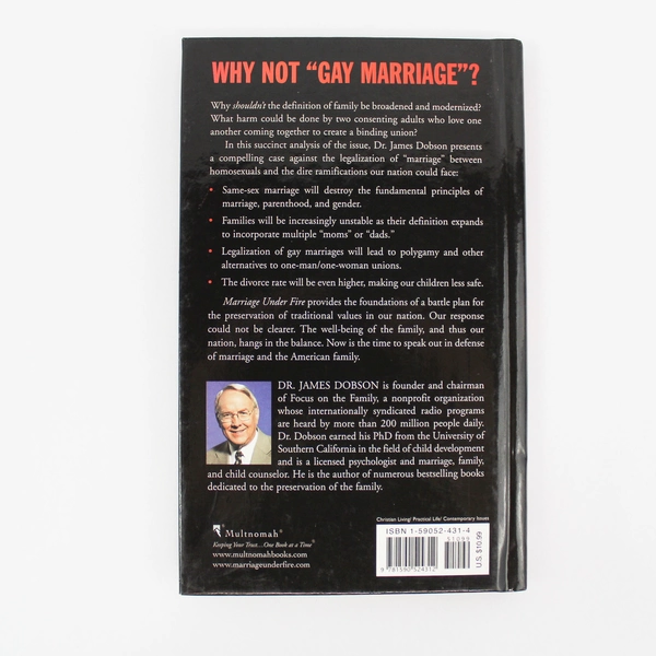 Marriage Under Fire Why We Must Win This Battle by Dr. James Dobson 2004 HC
