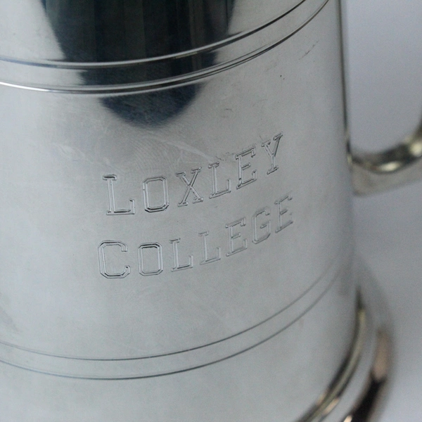 Loxley College Pewter and Stainless Steel Tankard Beer Stein Mug 