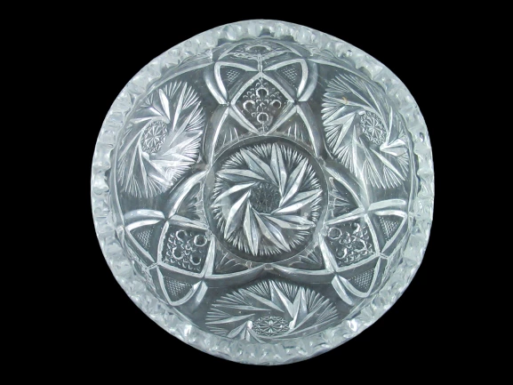 Glass Candy Dish Nut Bowl Pinwheel Hobstar Arch Pattern Vintage Heavy Cut