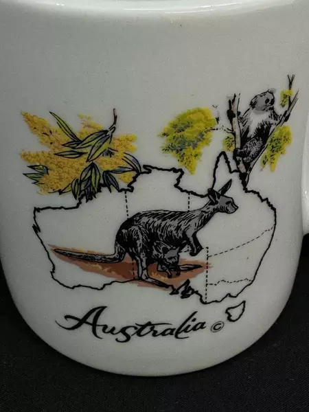 Australia Souvenir Coffee Mug with Kangaroo & Koala Good Condition