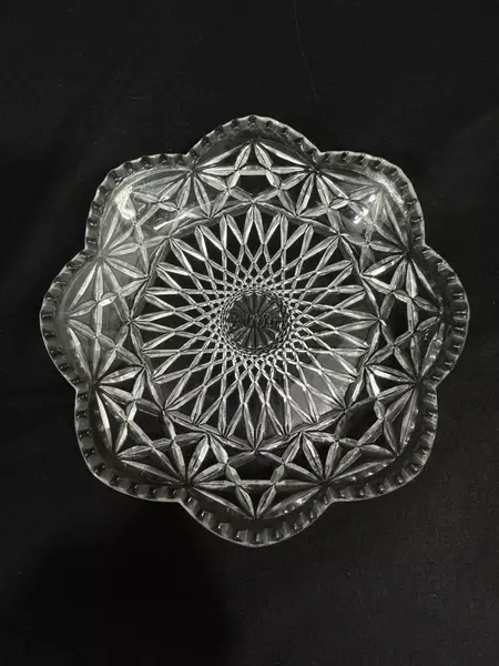 Vintage Avon Crystal Butter Dish & Cloche Diamond Cut Design Pre-Owned