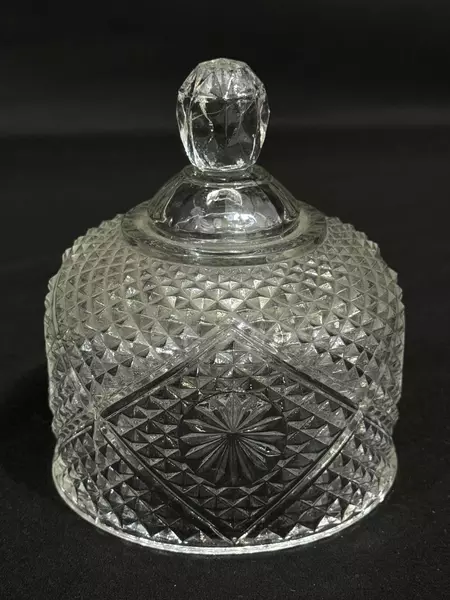 Vintage Avon Crystal Butter Dish & Cloche Diamond Cut Design Pre-Owned