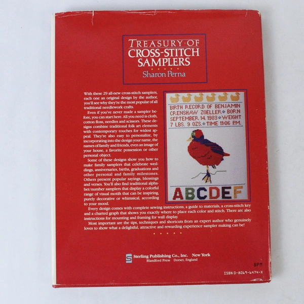Treasury of Cross Stitch Samplers Sharon Perna 1987 Hardcover Book