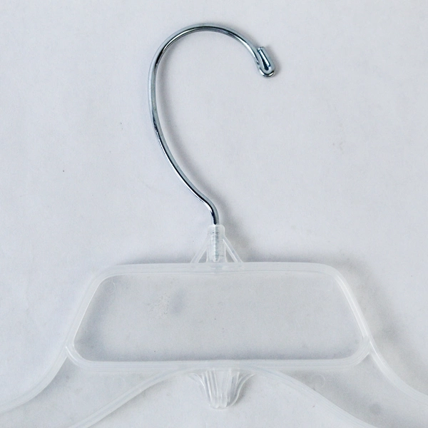Lot of 9 Clear Plastic Clothes Hangers Swivel Silver Toned Metal Hooks 