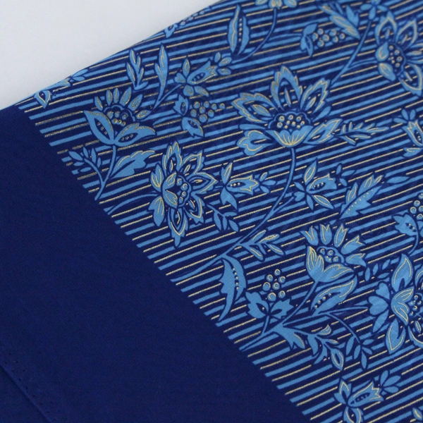 Tri Shul Fabric Piece Floral Blue Sheer 24K Gold Accents Crafts Sewing DIY