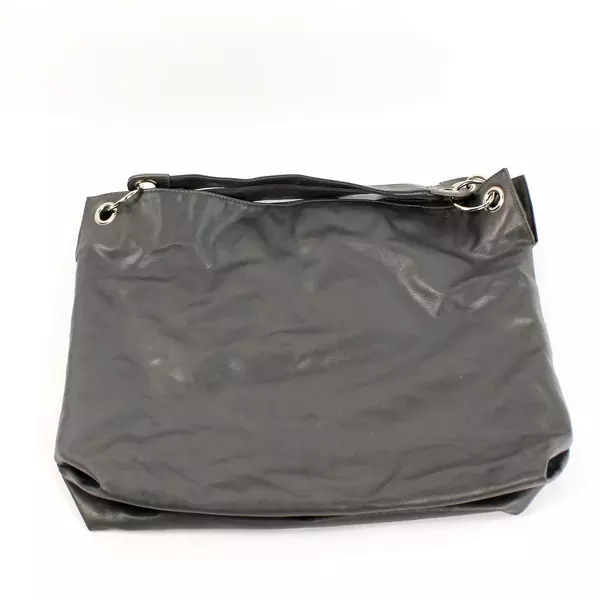 Lot of 2 Large Faux Leather Handbags Gray & Black with Rhinestones