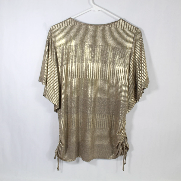 Espresso Women's M Brown Gold Striped Pullover Top Short Sleeve Very Good