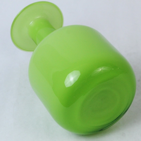 LSA International Mouthblown Art Glass Vase Lime Green White 8.5 Inch Poland