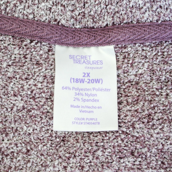 Secret Treasures Plus Size 2X Purple Sleepwear Top Long Sleeve Pullover