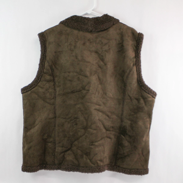 Vintage Shaver Lake Women's 3X Vest Brown Faux Fur Trim Faux Suede Coat