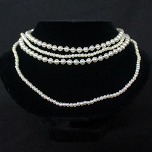 Lot of 2 Women's White Faux Pearl Beaded Layering Necklaces Good Condition