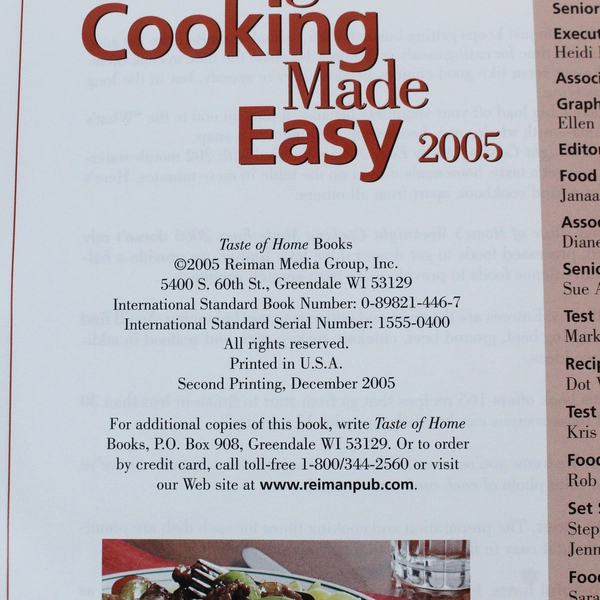 Taste of Home's Weeknight Cooking Made Easy 2005 Hardcover