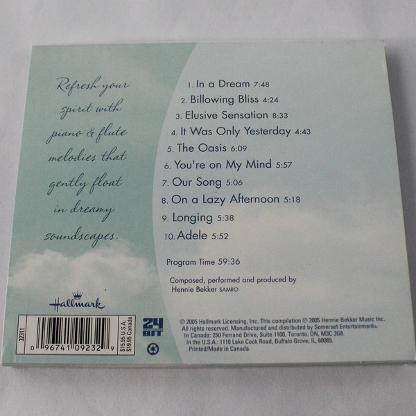 Hennie Bekker Refresh Promo CD 32311 Hallmark New Age Music Good Condition