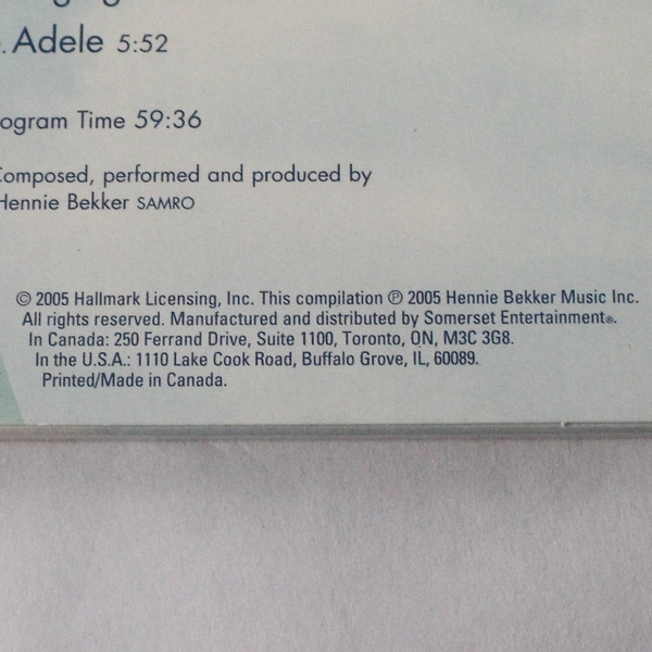 Hennie Bekker Refresh Promo CD 32311 Hallmark New Age Music Good Condition