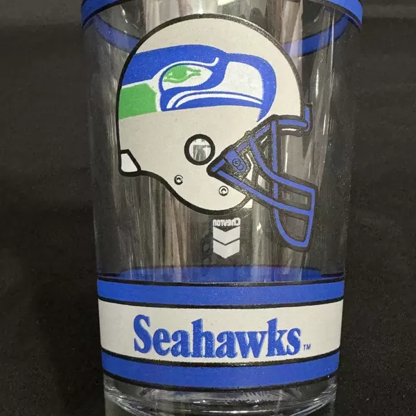 Libbey Seattle Seahawks Souvenir Glass 6" Tall NFL Clear Cup Good Condition