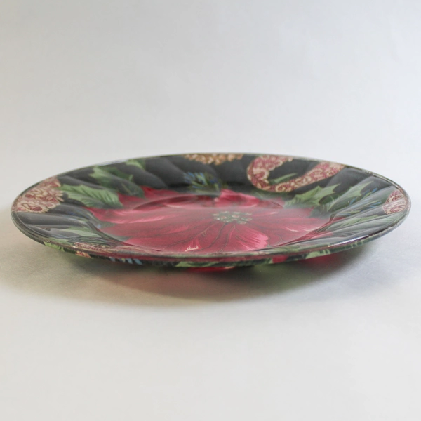 Poinsettia Decorative Plate, 10" Diameter, Very Good Pre-Owned Condition