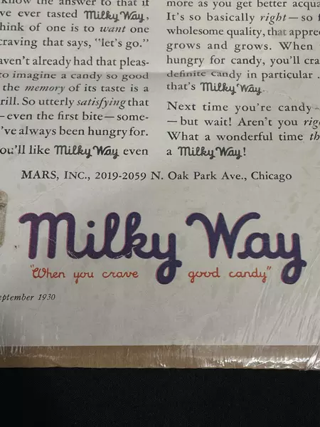 Vintage September 1930 Milky Way Ad Hearst's International Cosmopolitan