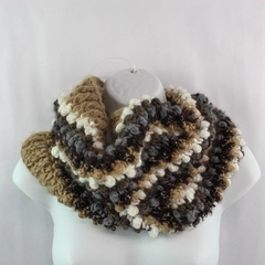 Mixit Infinity Scarf Wrap Shawl Brown Gray White Metallic Thread One Size