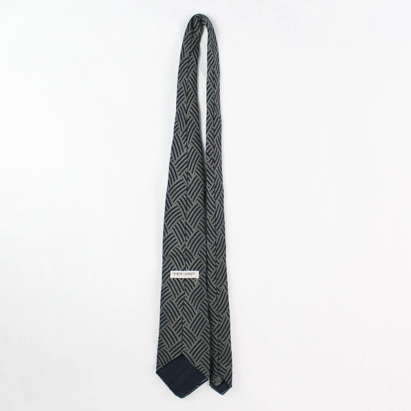 Vintage Giorgio Armani Cravatte Navy and Gray Pure Silk Men's Necktie Italy