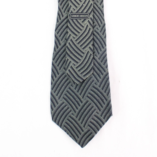 Vintage Giorgio Armani Cravatte Navy and Gray Pure Silk Men's Necktie Italy