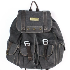 Eurosport Dark Gray Canvas Drawstring Closure Multi-Pocket Backpack