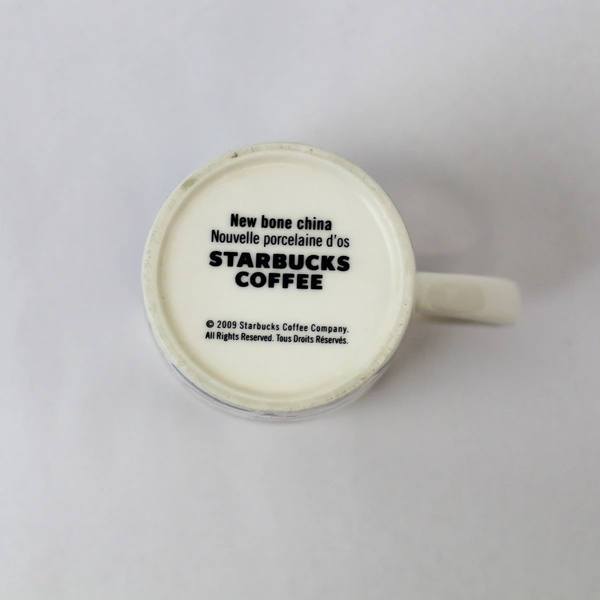 Starbucks 2009 Floral Coffee Mug Cup Blue Tint Kitchen Collectible 5" Tall