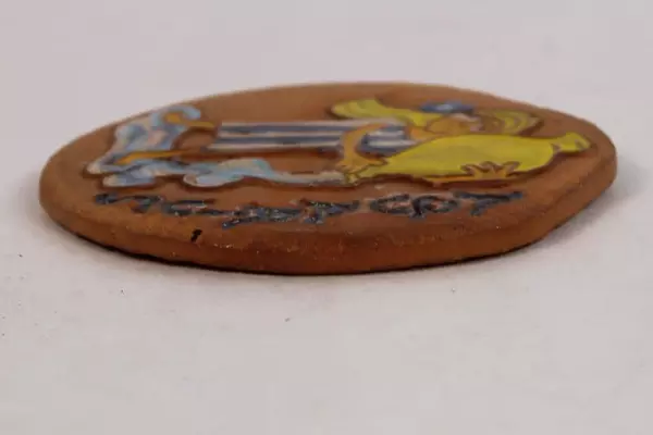 Terracotta Zodiac Aquarius Plaque Coaster B Welsh Stoneware Signed USA