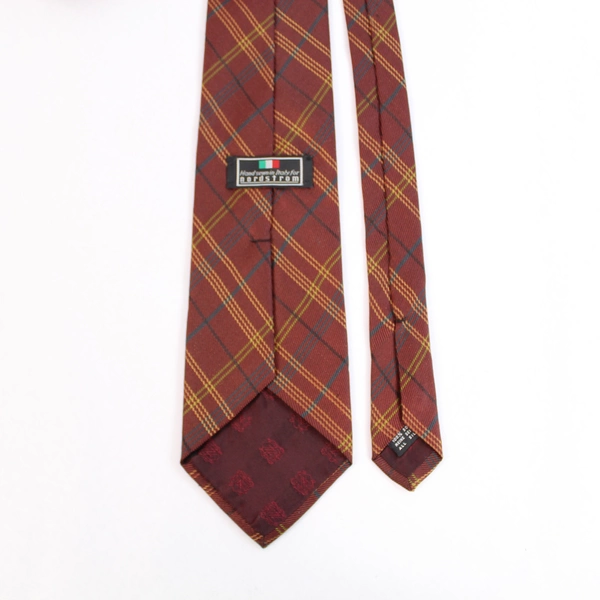 Vintage Handmade in Italy Nordstrom Pure Silk Red Plaid Men's Tie 59" Long