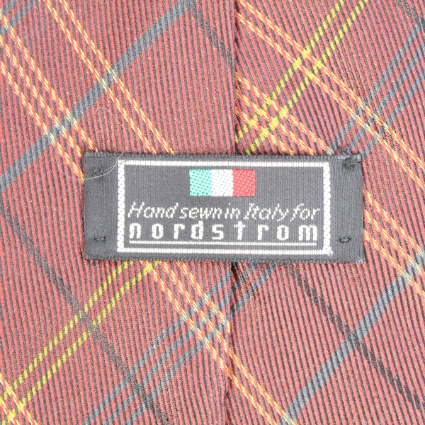 Vintage Handmade in Italy Nordstrom Pure Silk Red Plaid Men's Tie 59" Long