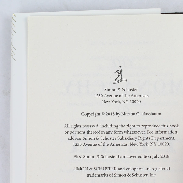 The Monarchy of Fear by Martha C. Nussbaum 2018 Hardcover Dust Jacket