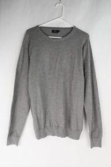 J Crew Harbor Cotton Sweater Men's Size L Gray Solid Pattern Long Sleeves Knit