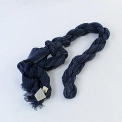 Eddie Bauer Twisted Scarf One Size Navy Blue White Stripes Fringe