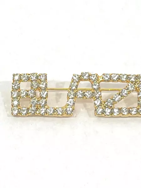 Gold Tone Back Blazers Rhinestone Pin
