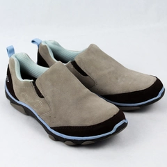 Dr. Scholls Wren Taupe Brown & Blue Suede Slip-On Shoes Women's US Size 7.5M