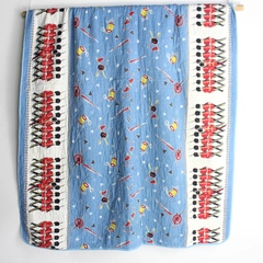 Homemade Quilt Blanket British Amy Soldiers Bear Fur Hats Blue Red White