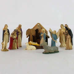 Vintage 11 Piece Lot of Small Christmas Nativity Plastic and Wooden Figures