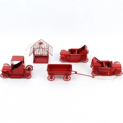Lot of 5 Red Metal Christmas Ornaments Various Shapes