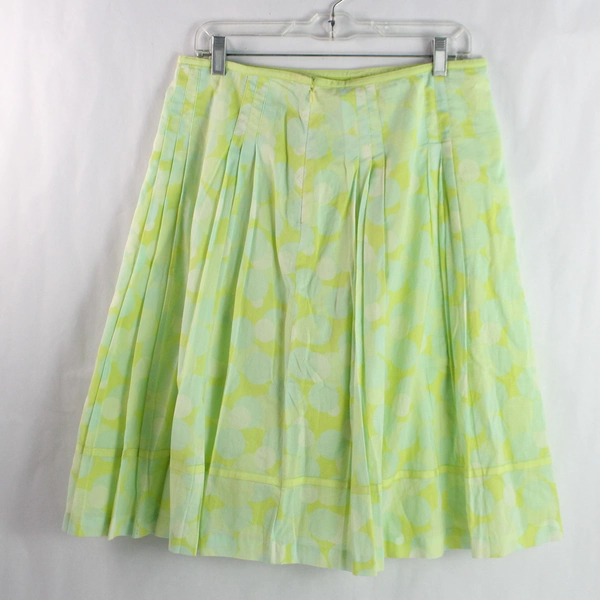 Liz Claiborn Neon Green Polka Dot Pattern Cotton Midi Skirt Women's Size 10