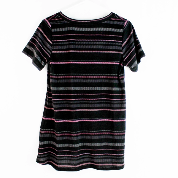 LuLaRoe Purple Striped Black V-Neck T-Shirt Women's Size XS