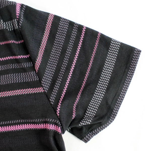 LuLaRoe Purple Striped Black V-Neck T-Shirt Women's Size XS