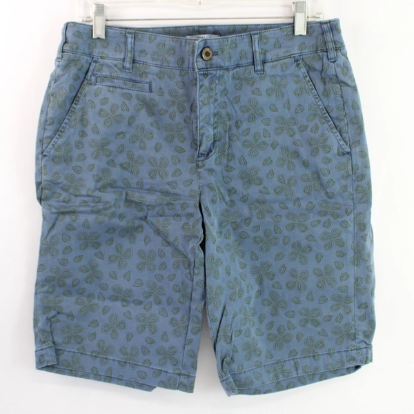 Orvis Blue Leaf Patterned Cotton Bermuda Shorts Women's Size 10