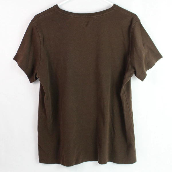 St. John's Bay Classic Tee Brown Crew Neck Cotton T-Shirt Women's XL