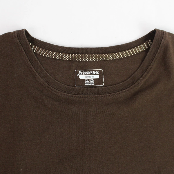 St. John's Bay Classic Tee Brown Crew Neck Cotton T-Shirt Women's XL